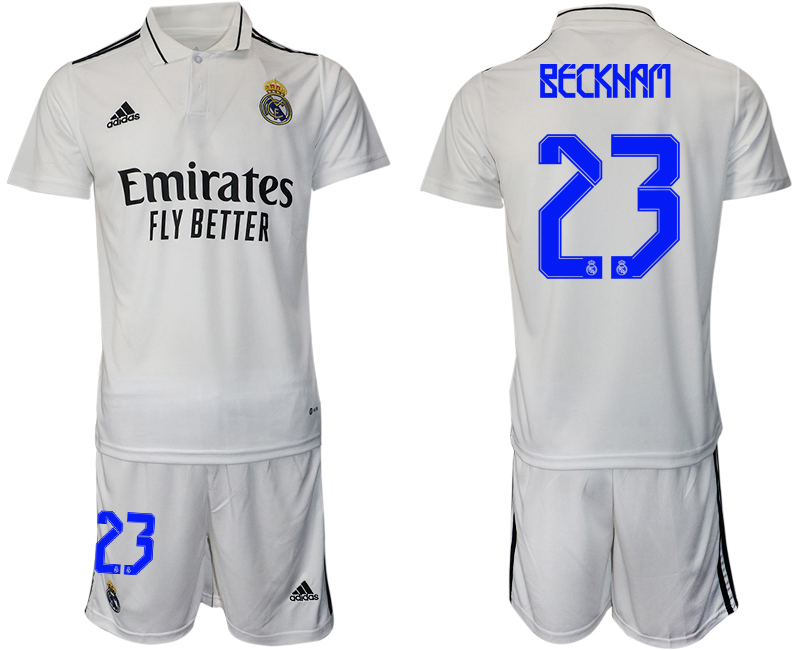 Men 2022-2023 Club Real Madrid home white #23 Adidas Soccer Jersey